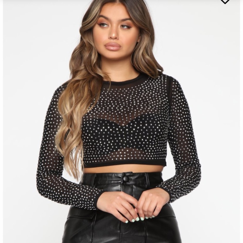Sparkly mesh crop top